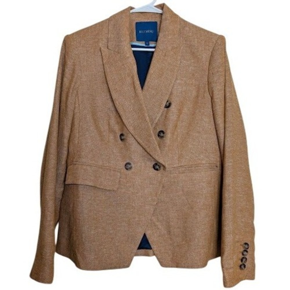 Biltmore Womens 12 Linen Blend‎ Blazer Orange Linen Blend Double Breasted Office